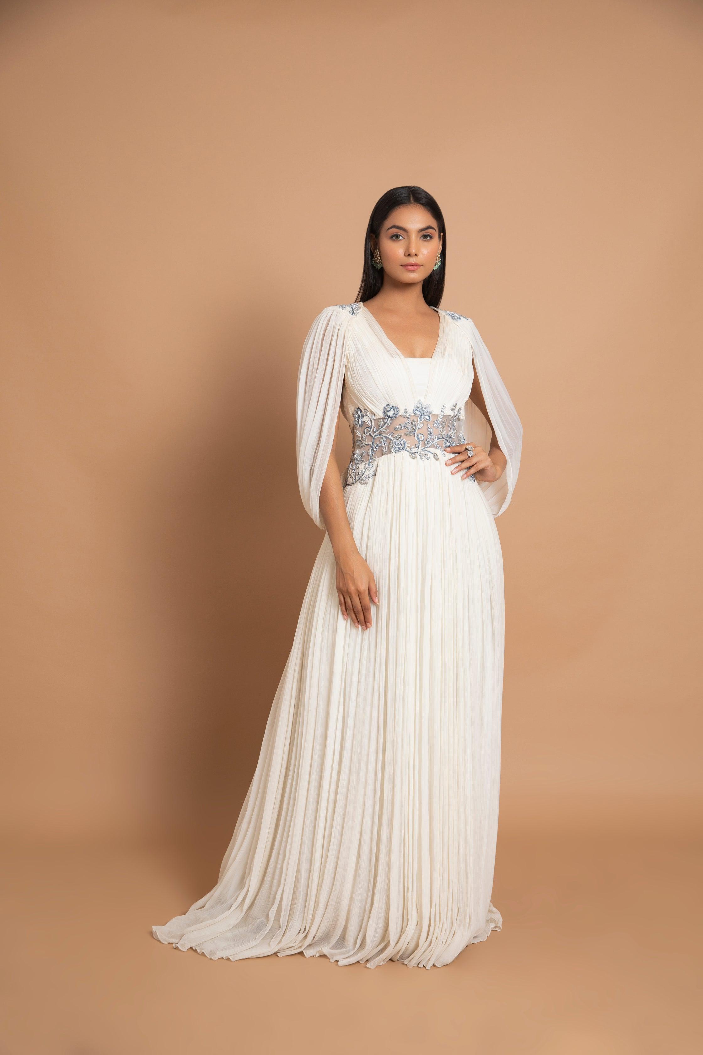 Halo Ivory Gown with Hand-Beaded Embroidery on Waist