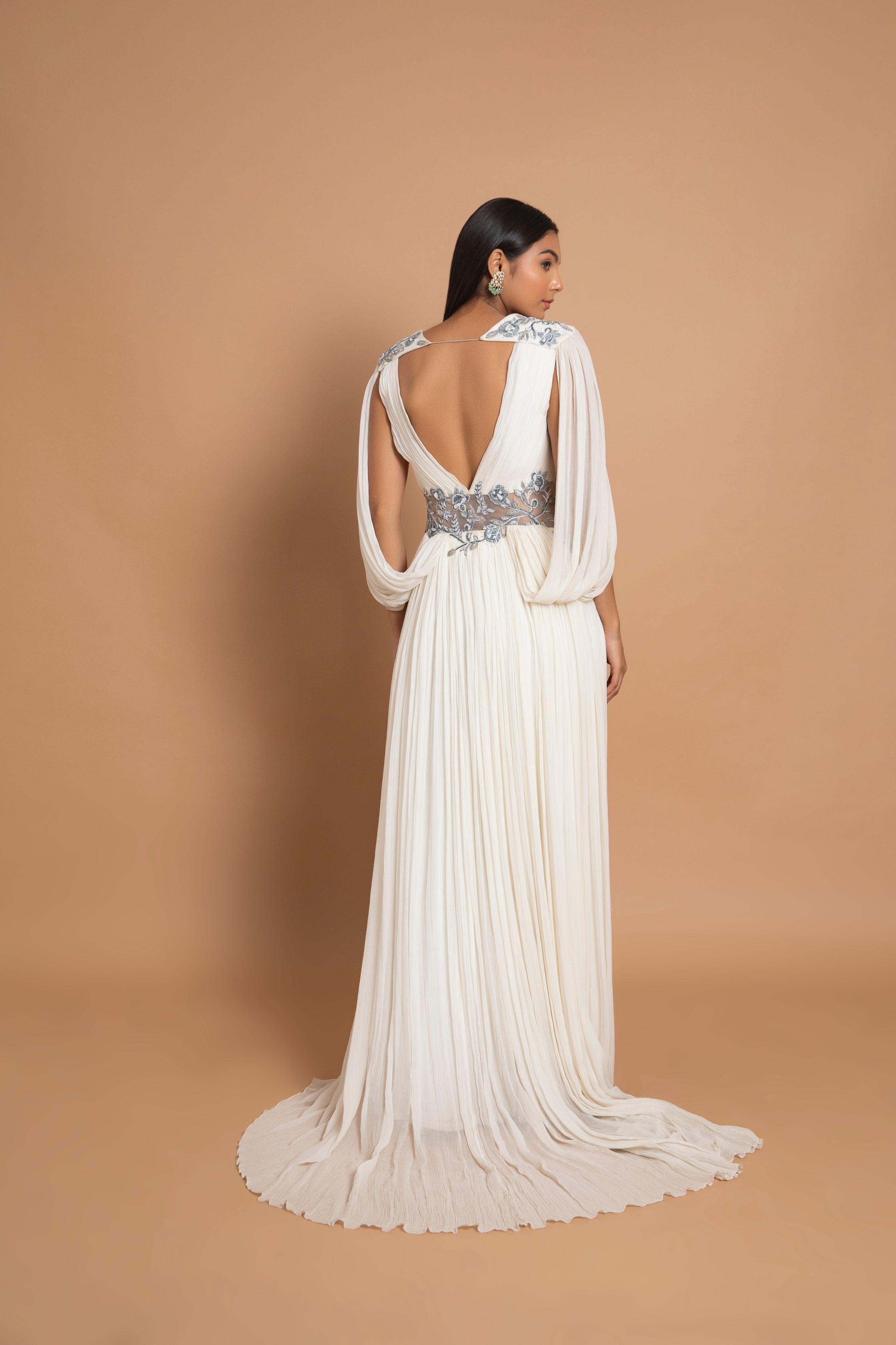 Halo Ivory Gown with Hand-Beaded Embroidery on Waist