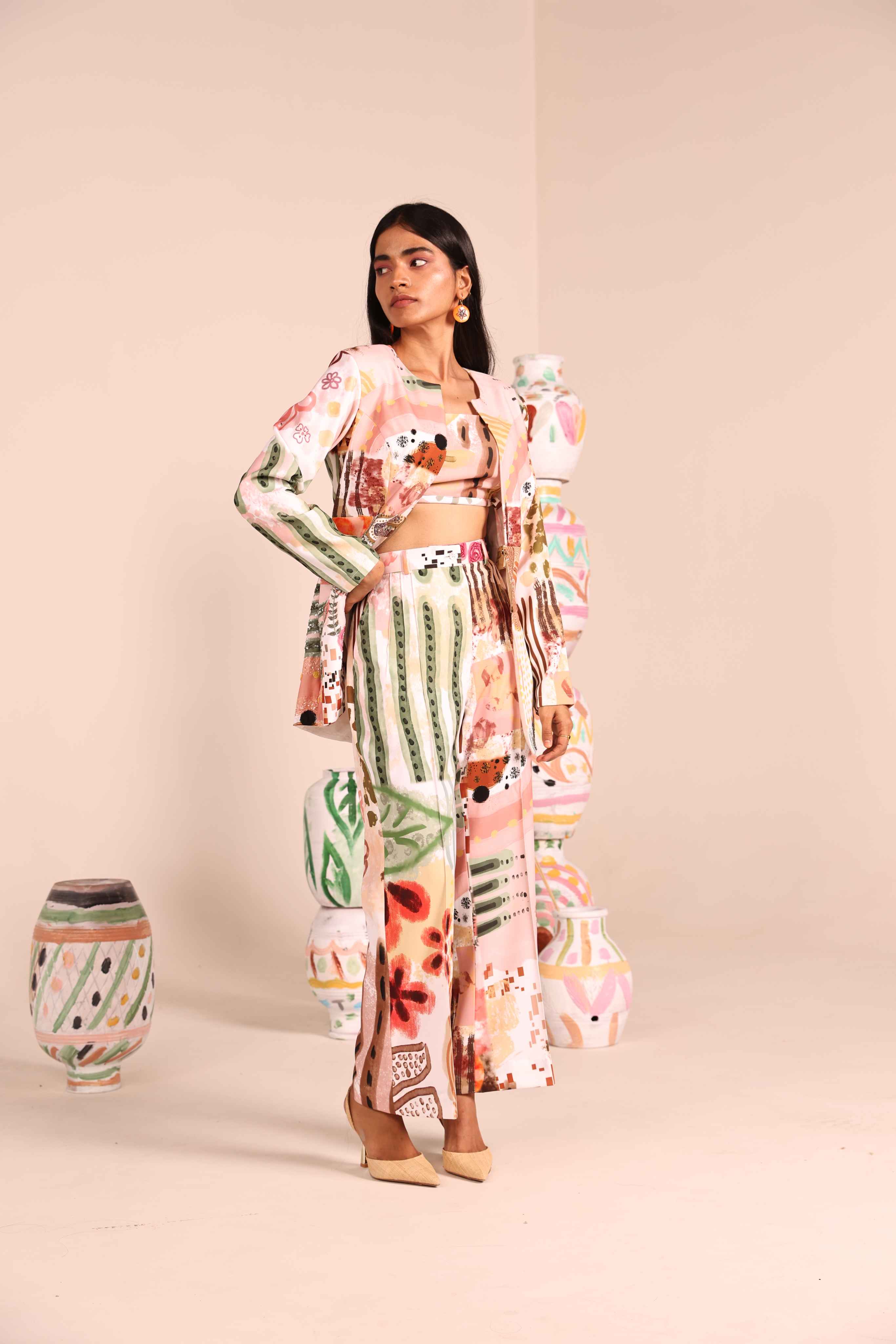 Hibiscus Hues Neoprene Blazer Set
