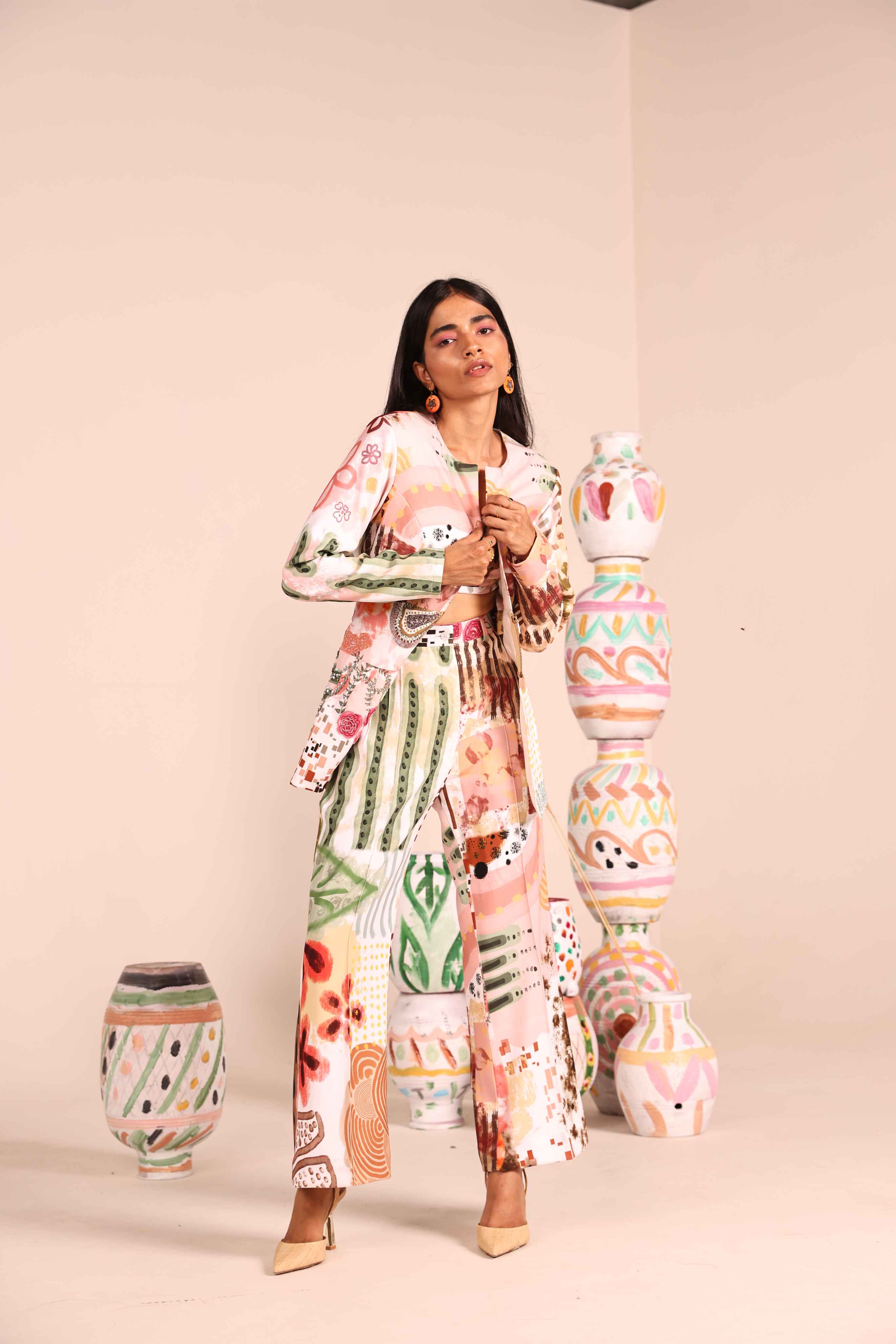 Hibiscus Hues Neoprene Blazer Set