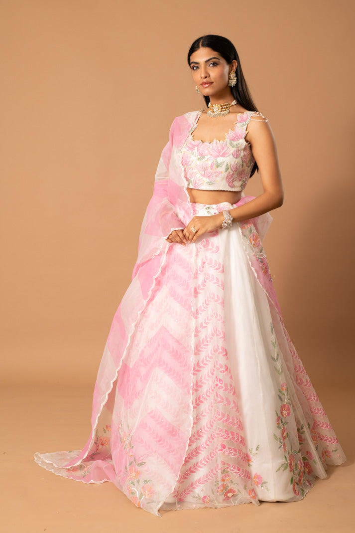 Rosalie Handpainted Organza Lehenga