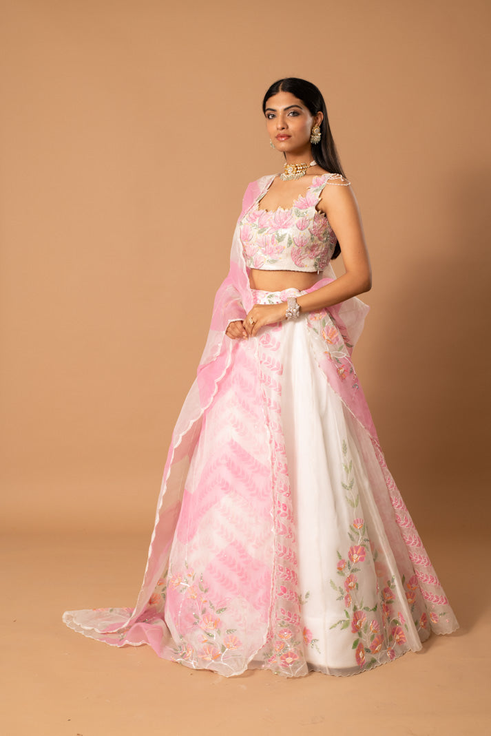 Rosalie Handpainted Organza Lehenga