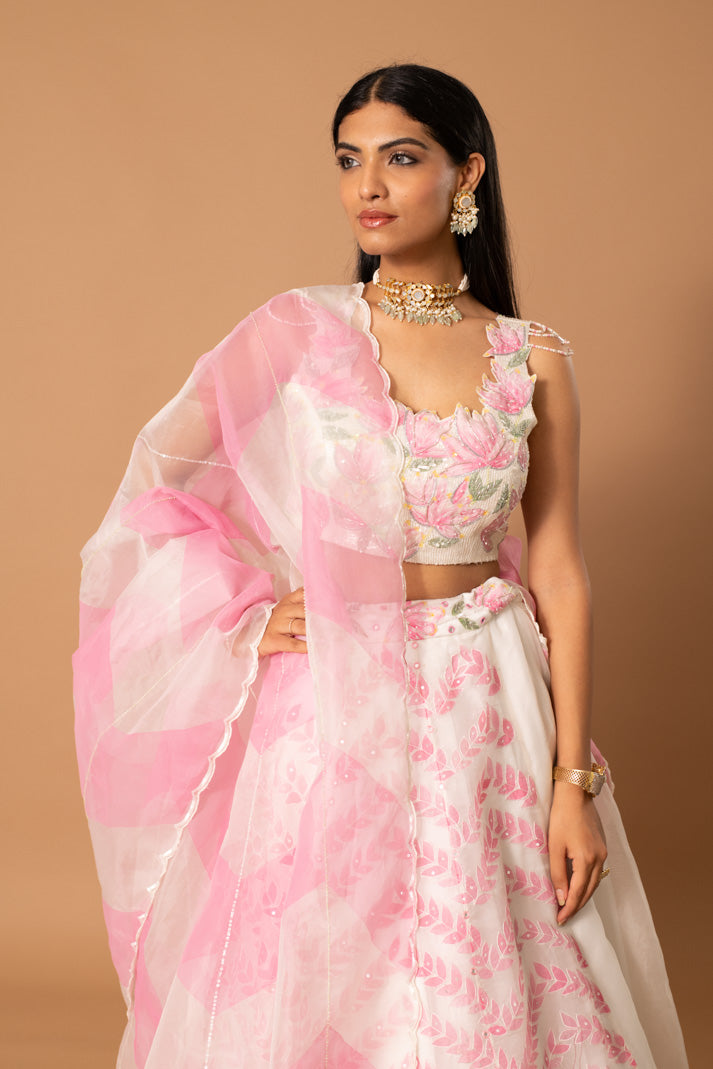 Rosalie Handpainted Organza Lehenga