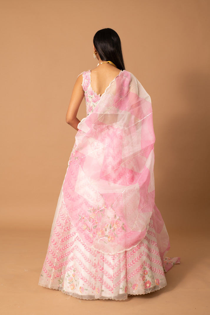 Rosalie Handpainted Organza Lehenga