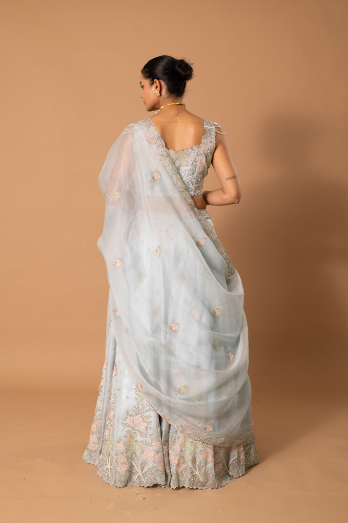 Serena Powder Blue Floral Lehenga