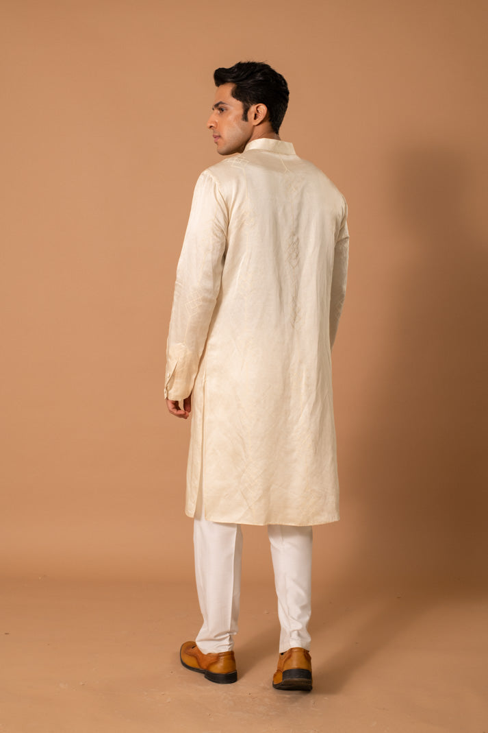 Muted Pale Yellow Silk Kurta