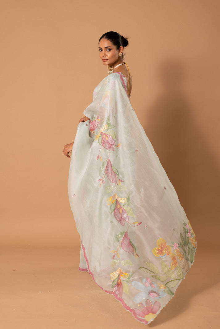 Eden Pastel Green Floral Saree