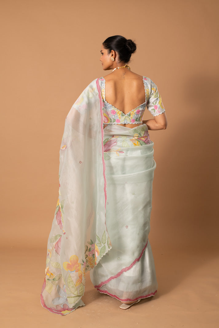 Eden Pastel Green Floral Saree