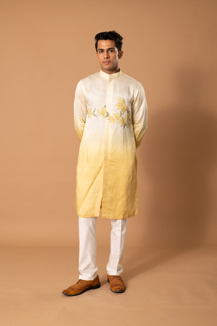 Ombre Yellow Emroidered Kurta