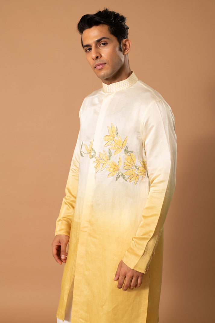 Ombre Yellow Emroidered Kurta