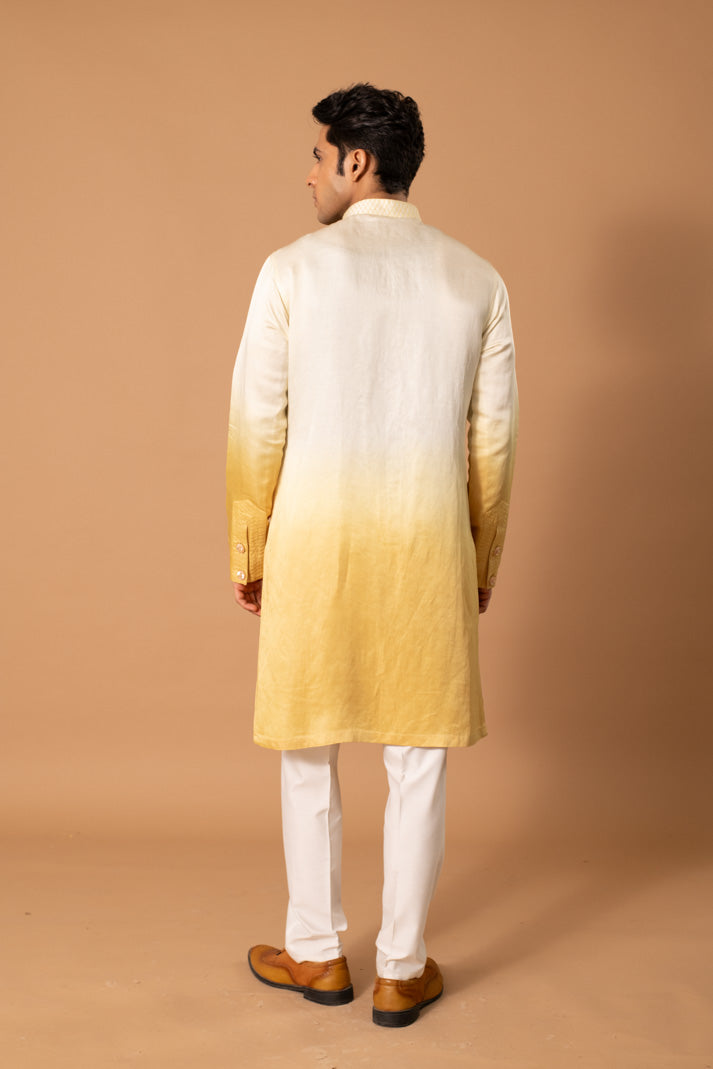 Ombre Yellow Emroidered Kurta