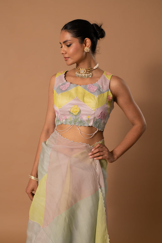 Spring Sparrow Handpainted Saree