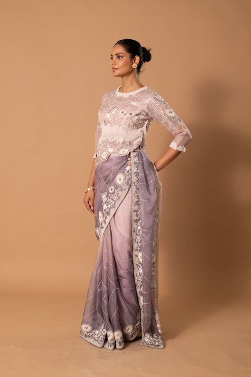 Lithos Thread Sequin Saree