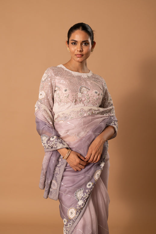 Lithos Thread Sequin Saree