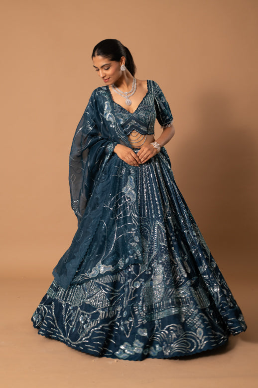 Sapphire Cutdana Sequin Lehenga