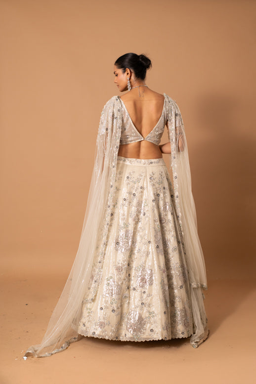 Platinum 3D Embroidered Lehenga