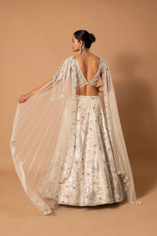 Platinum 3D Embroidered Lehenga