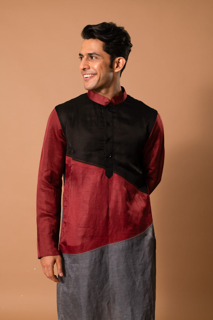 Tricolor Silk Kurta