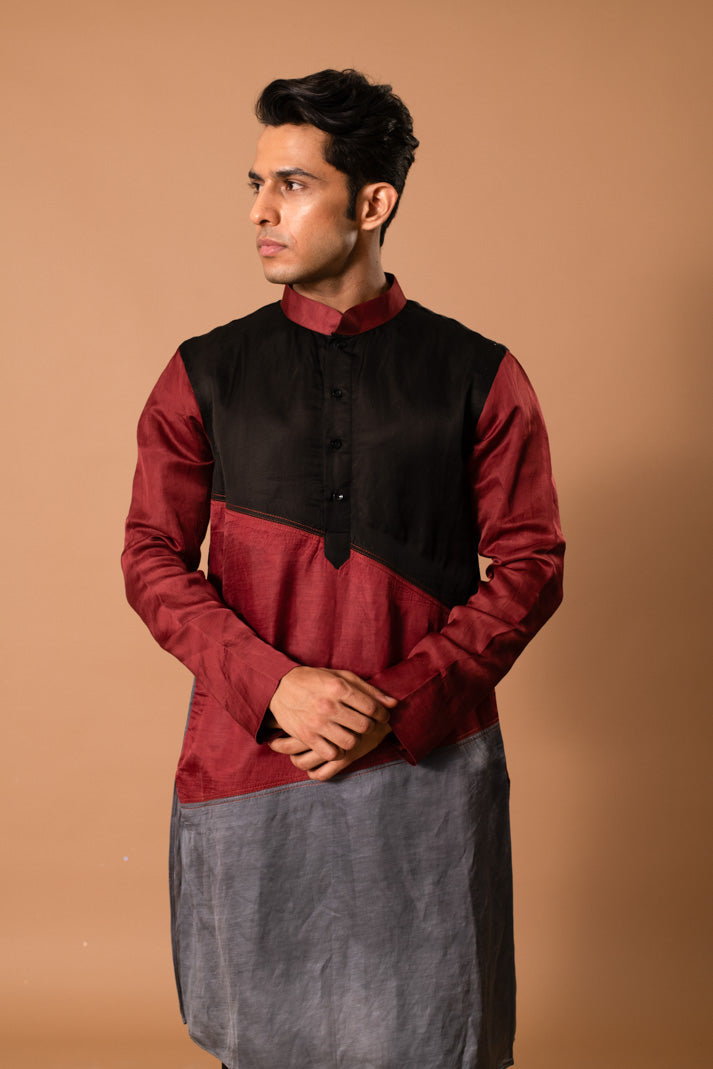 Tricolor Silk Kurta