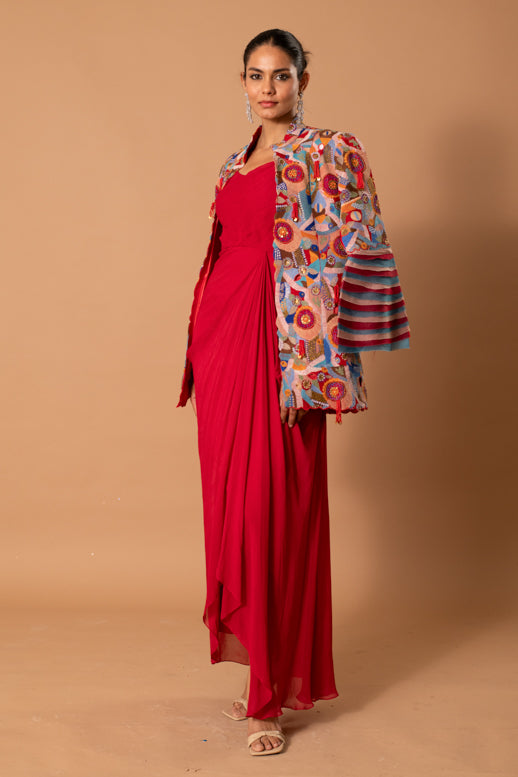 Masquerade Threadwork Georgette Gown Set