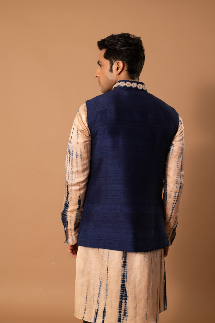 Blue And Beige Kurta Set