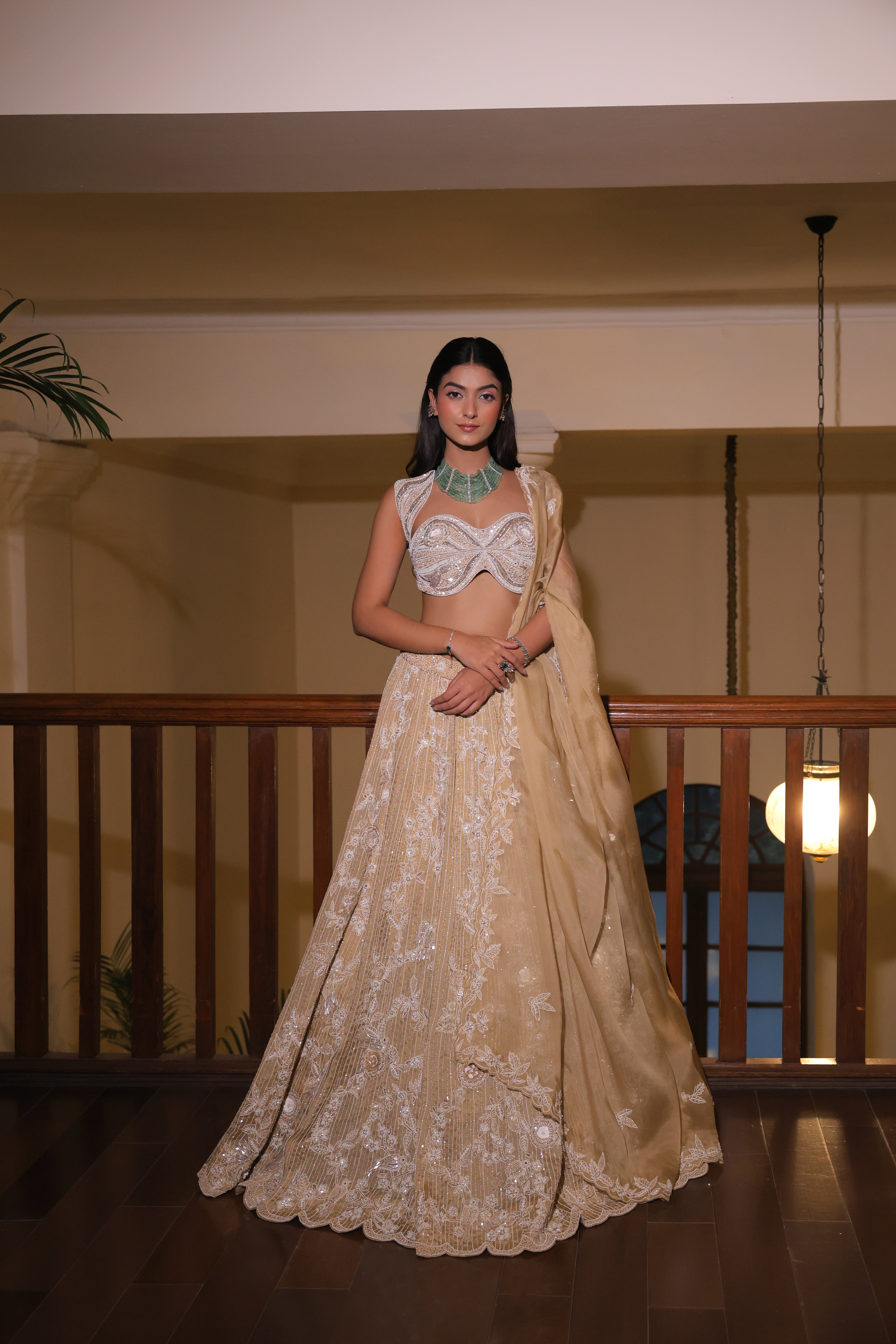 Champagne gold lehenga set