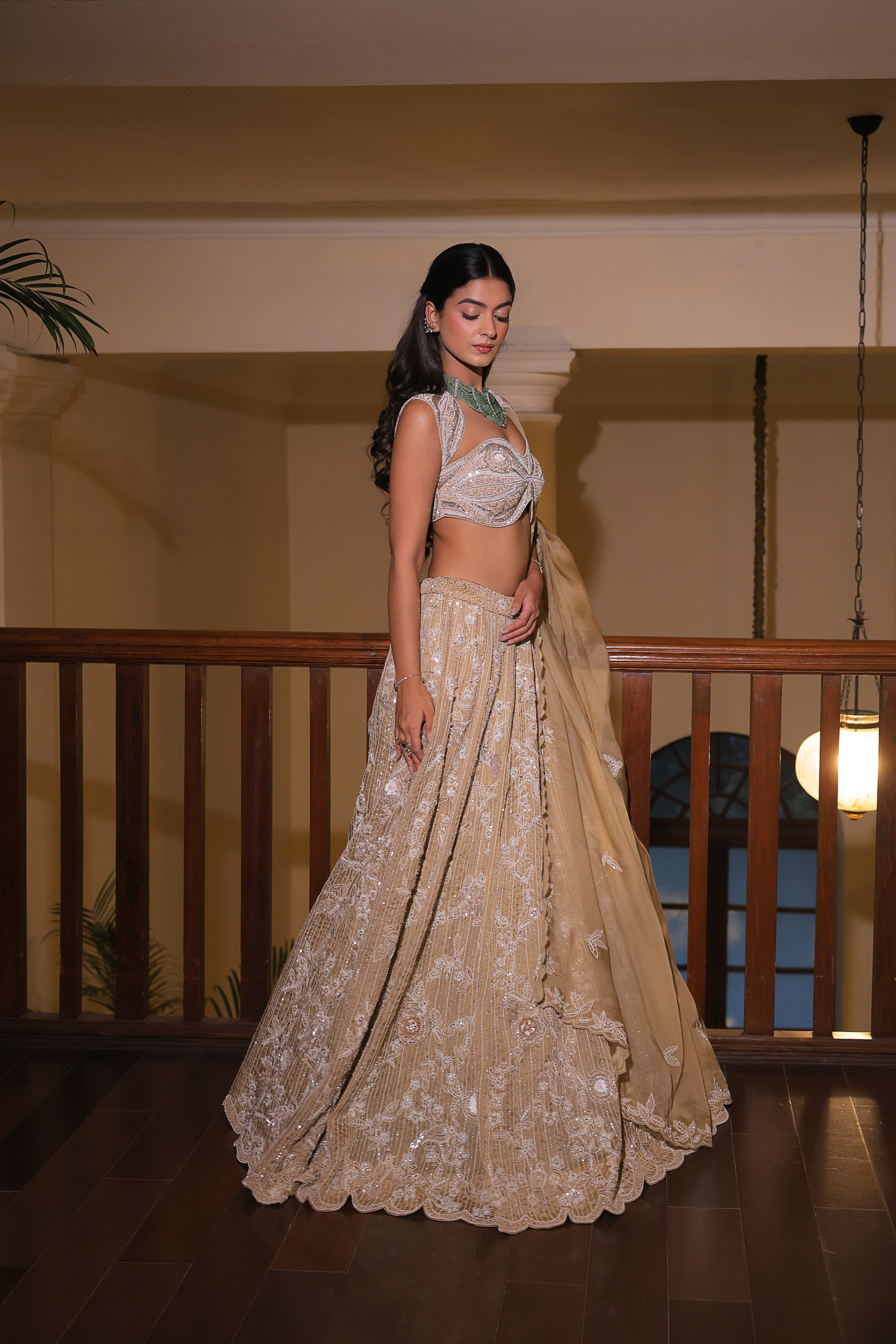 Champagne gold lehenga set