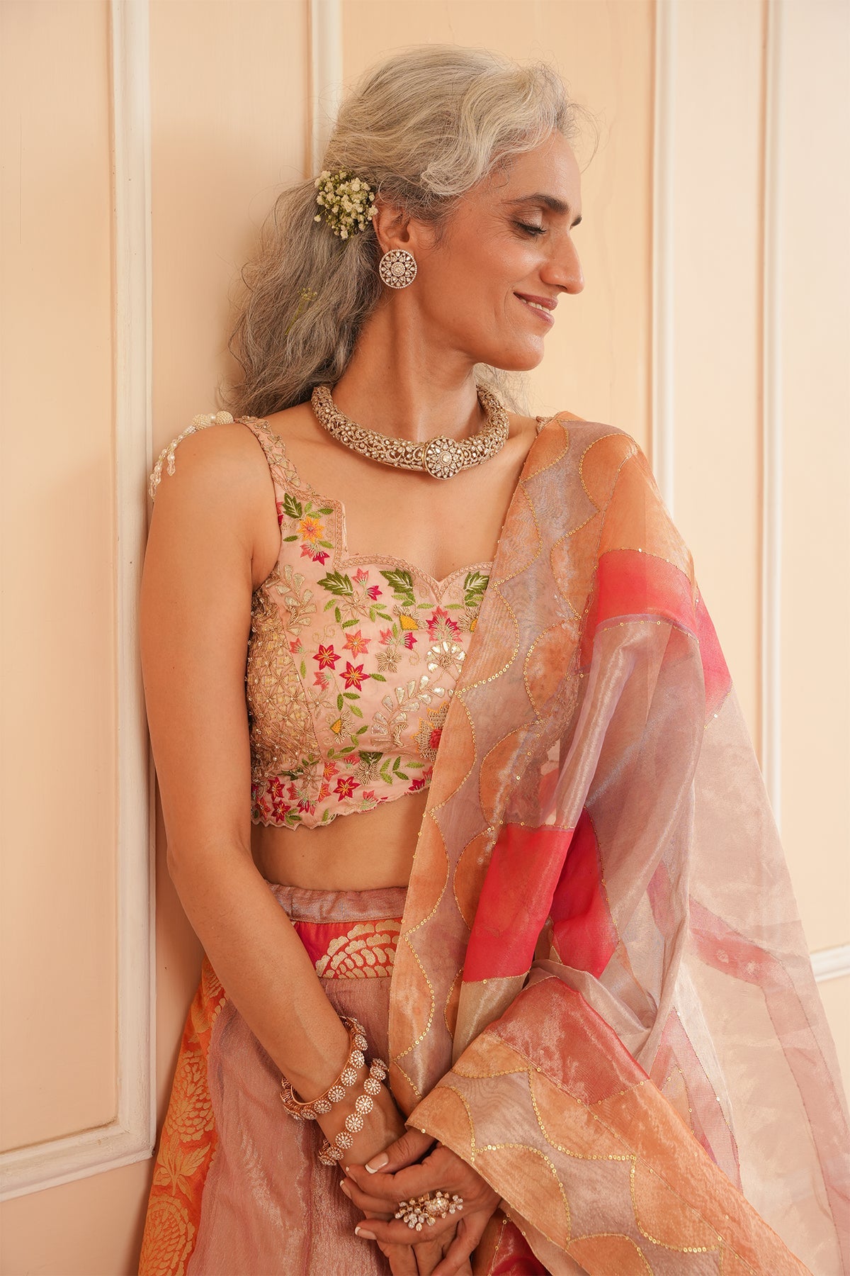 Maya Handpainted Tissue Lehenga
