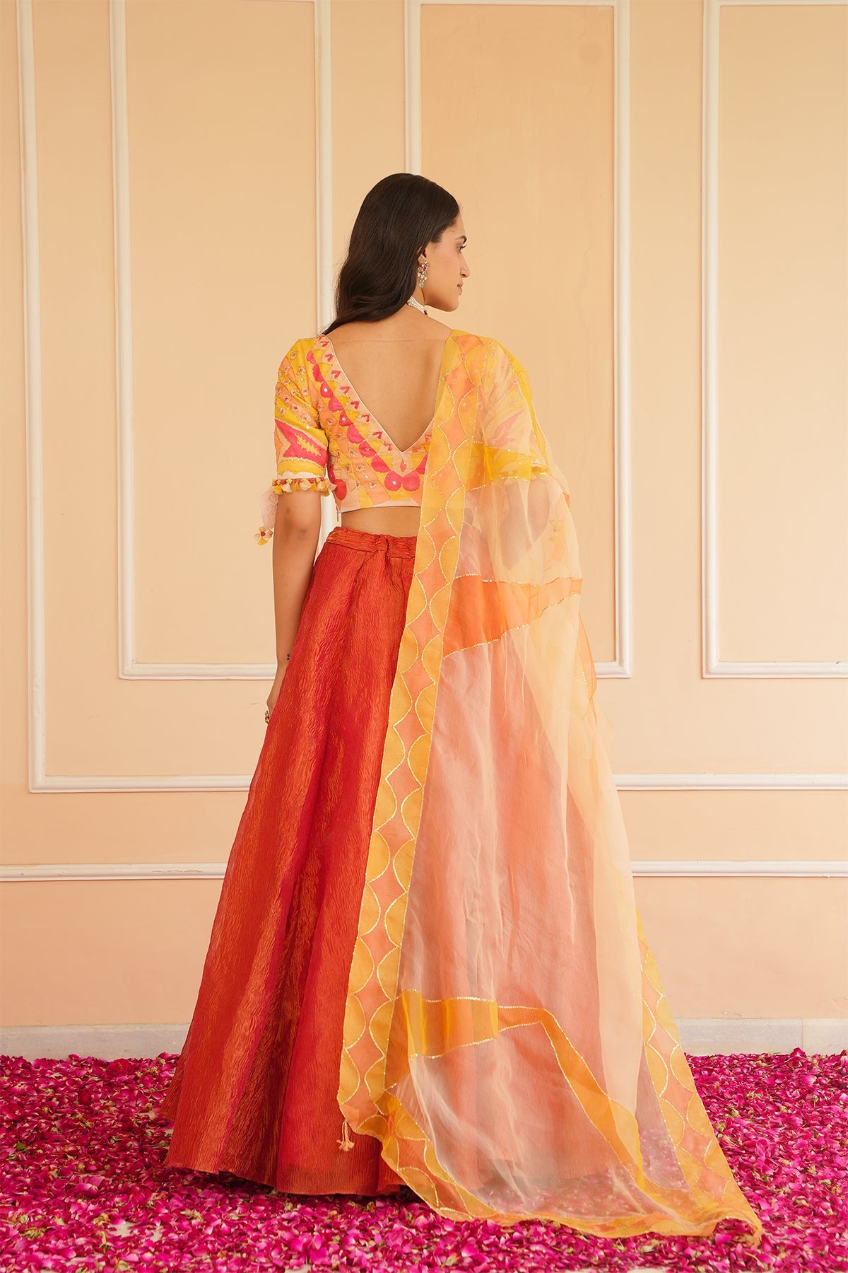 Tangerine Lehenga Set