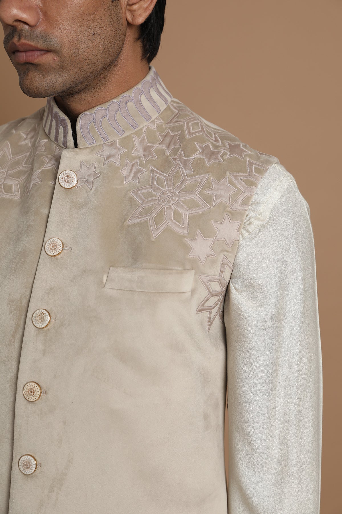 Applique Embroidey Bundi & Kurta Set