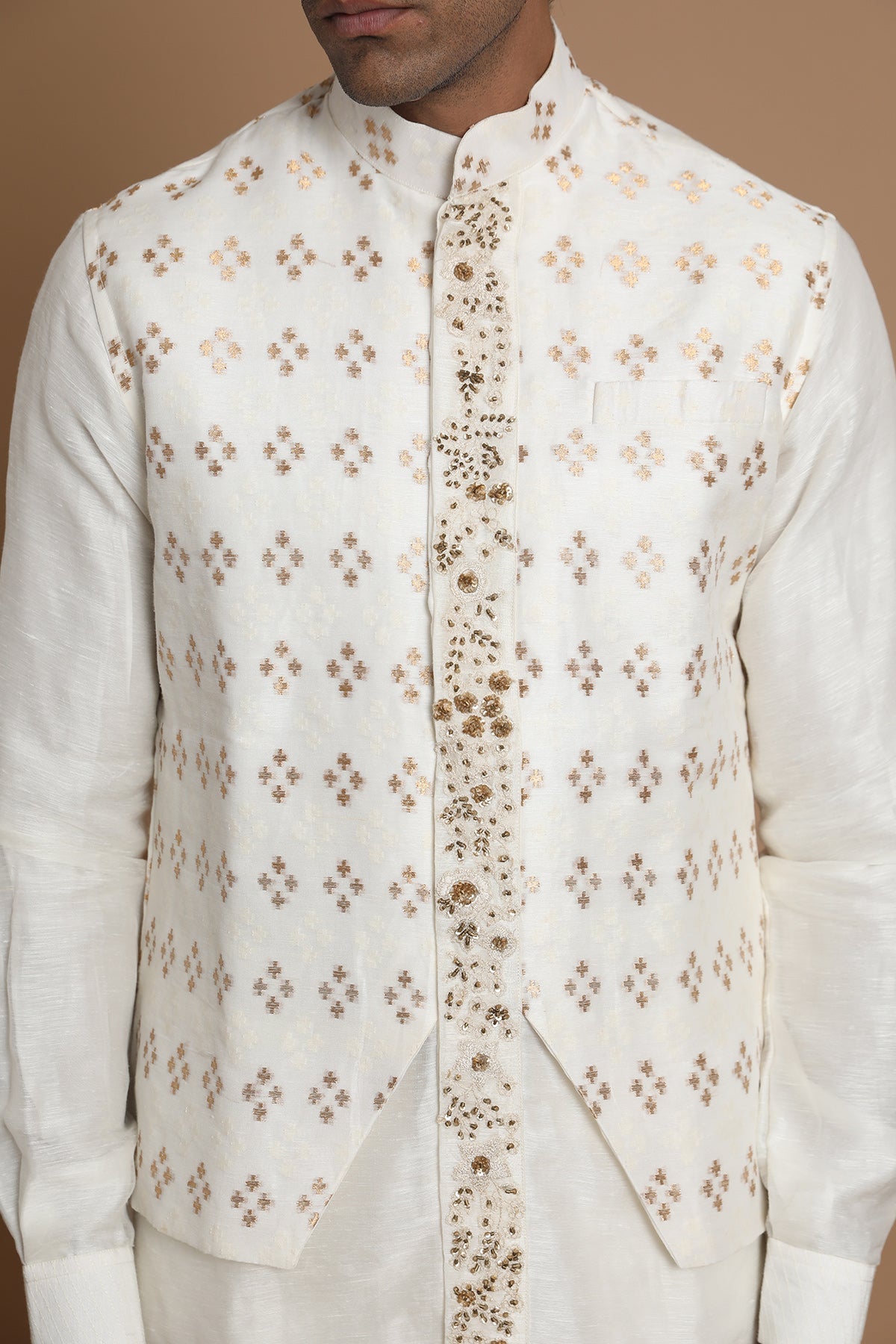 Banarasi Weave Silk Drape Kurta