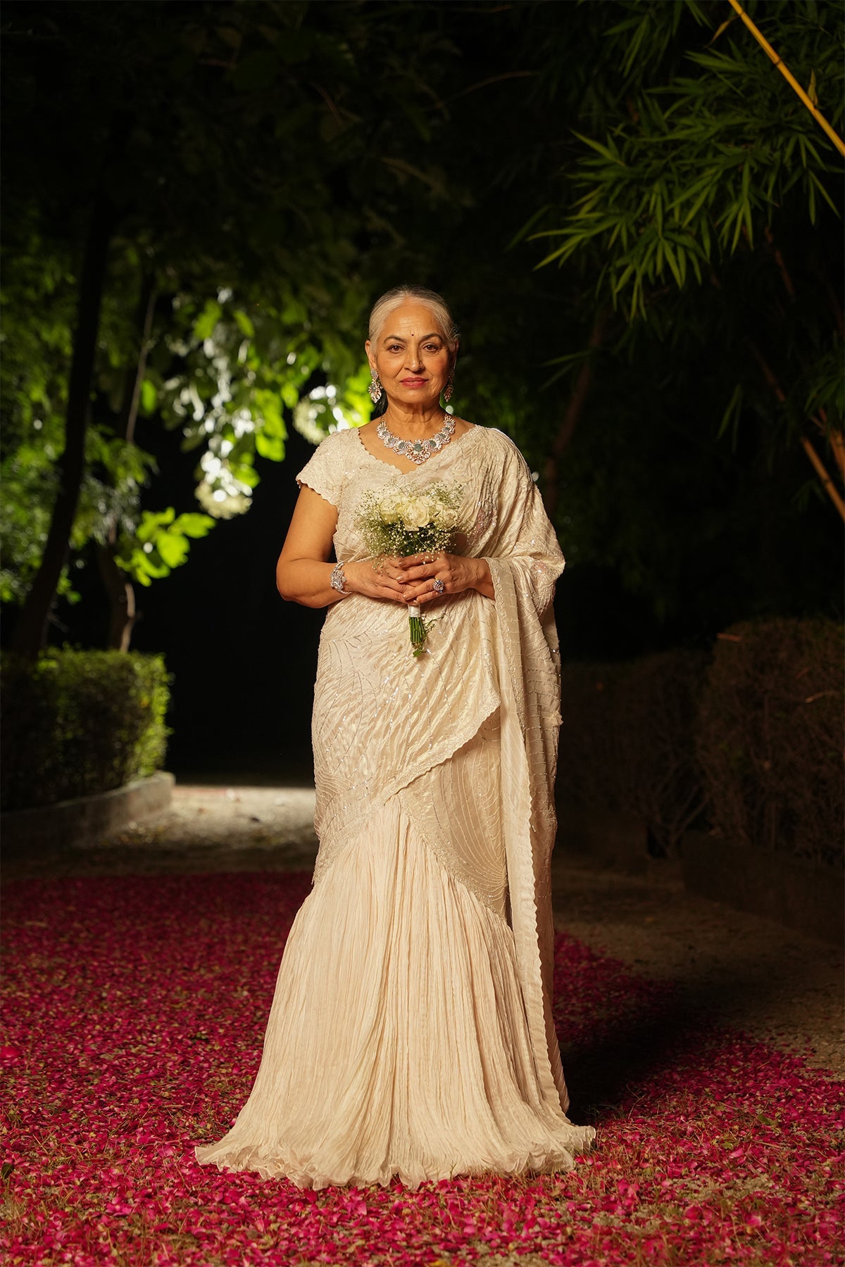 Ivory Draped Saree