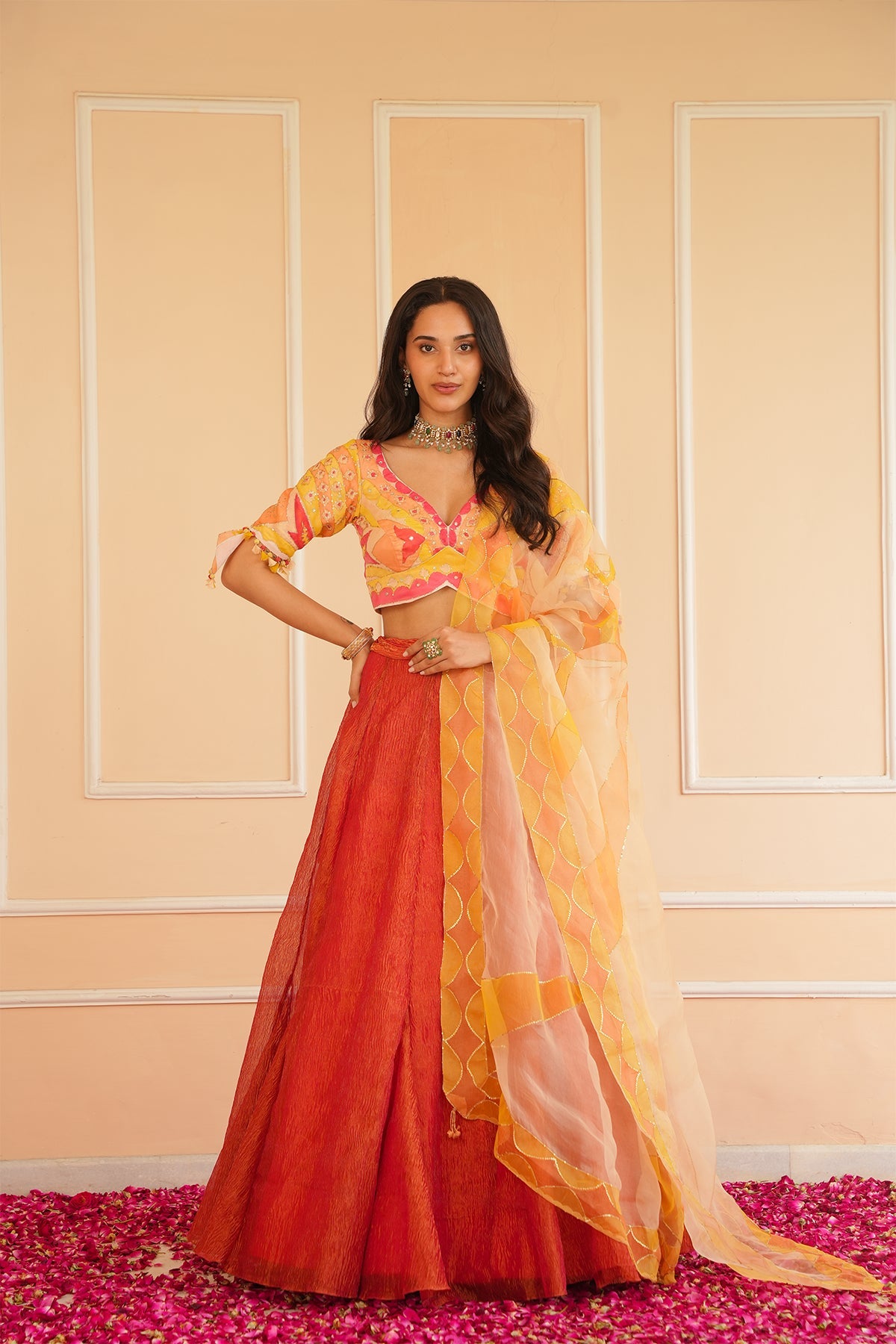 Tangerine Lehenga Set