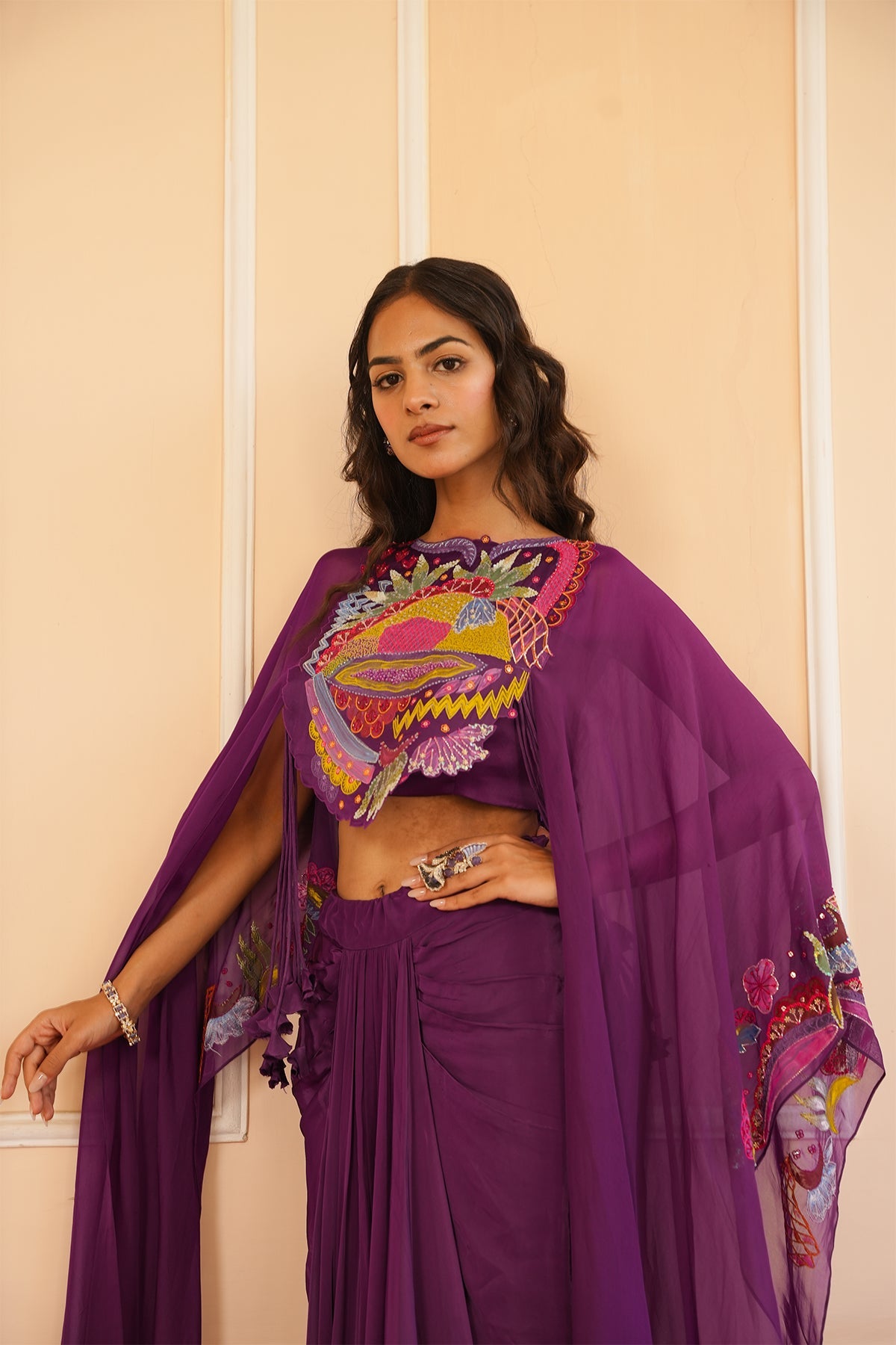 Yara Purple Cape Set