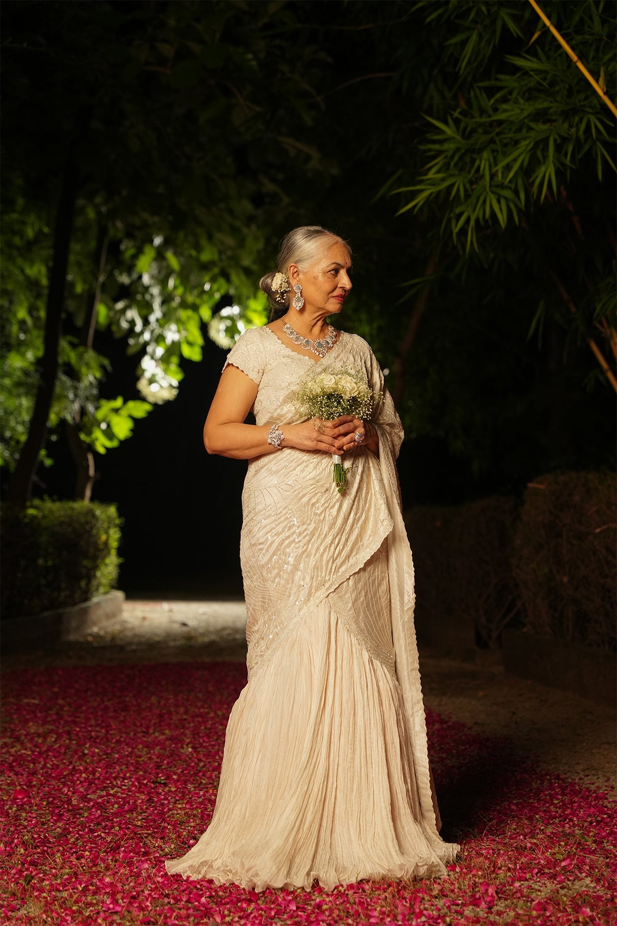Ivory Draped Saree