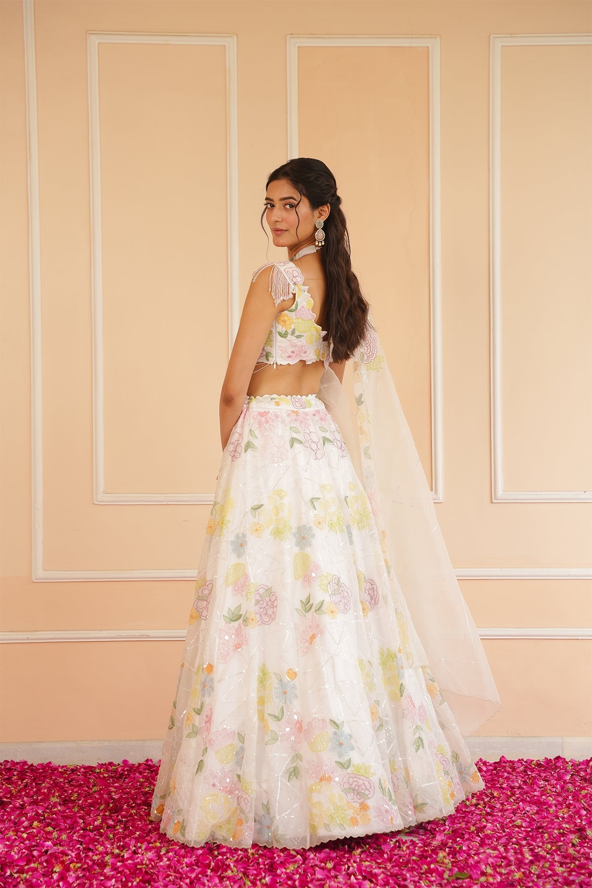 Avira Hand Embroidered Ivory Lehenga