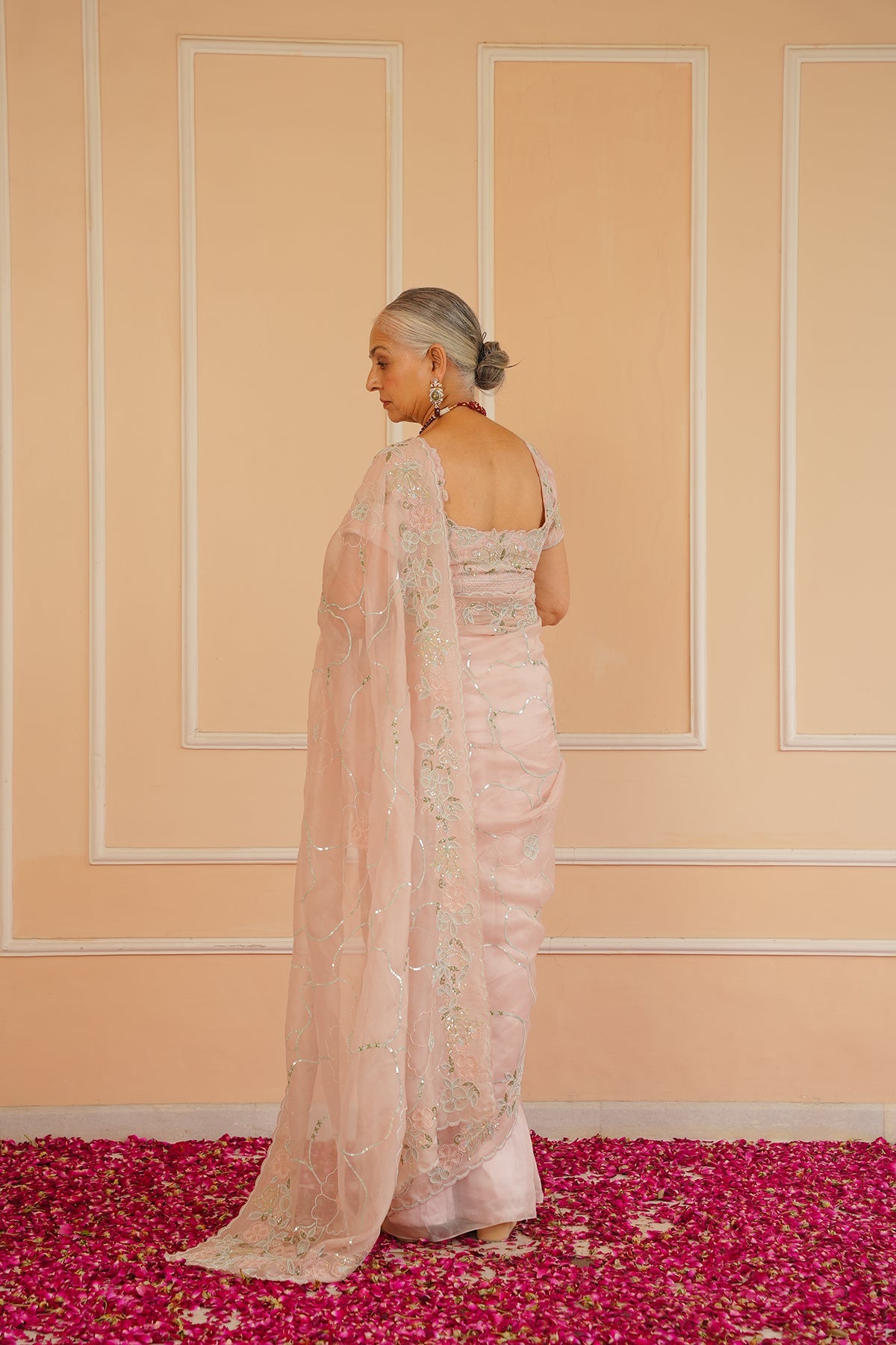 Blushful Bloom Embroidered Saree