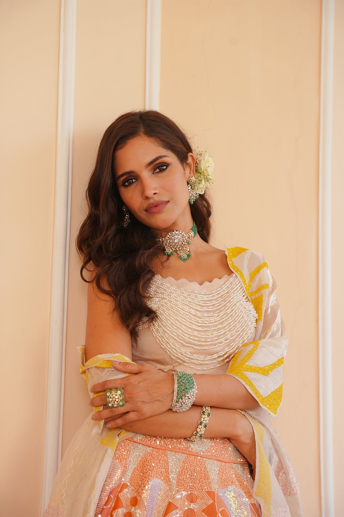 Rumi Handpainted Orange Lehenga