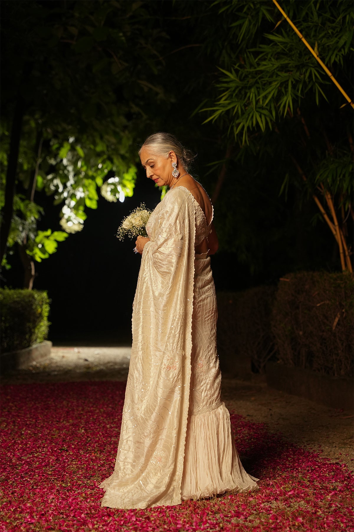Ivory Draped Saree