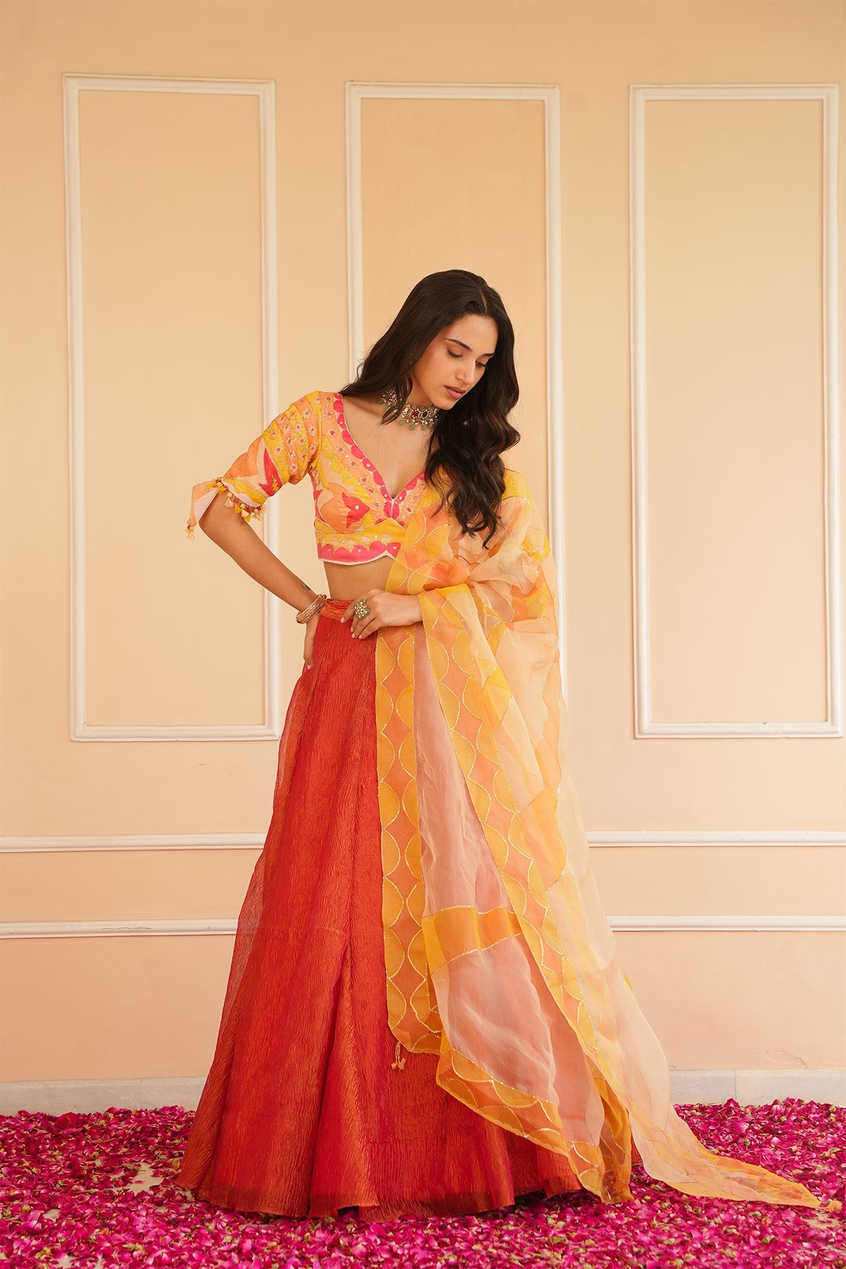Tangerine Lehenga Set