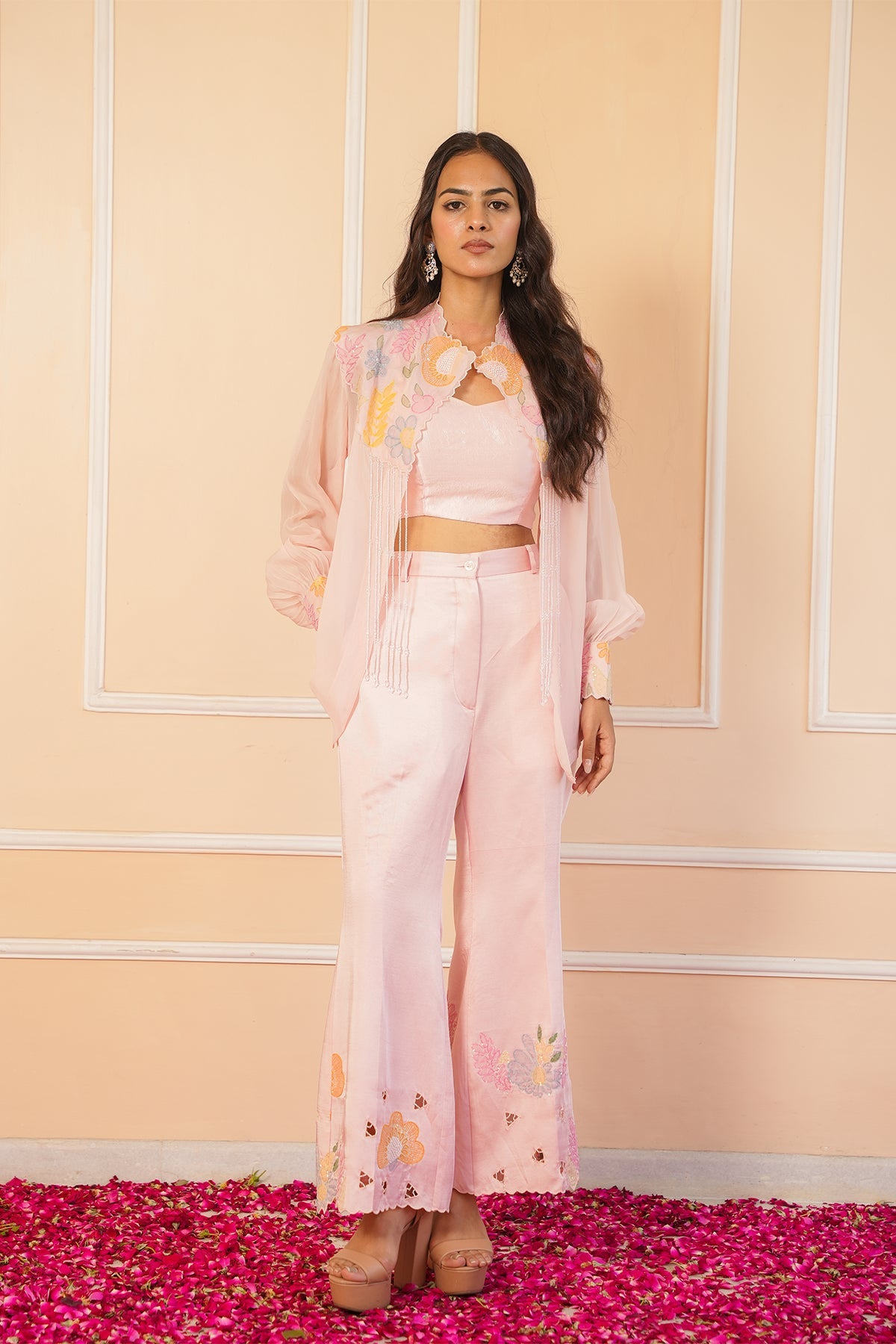 Soft Pink Embroidered Co-Ord Set