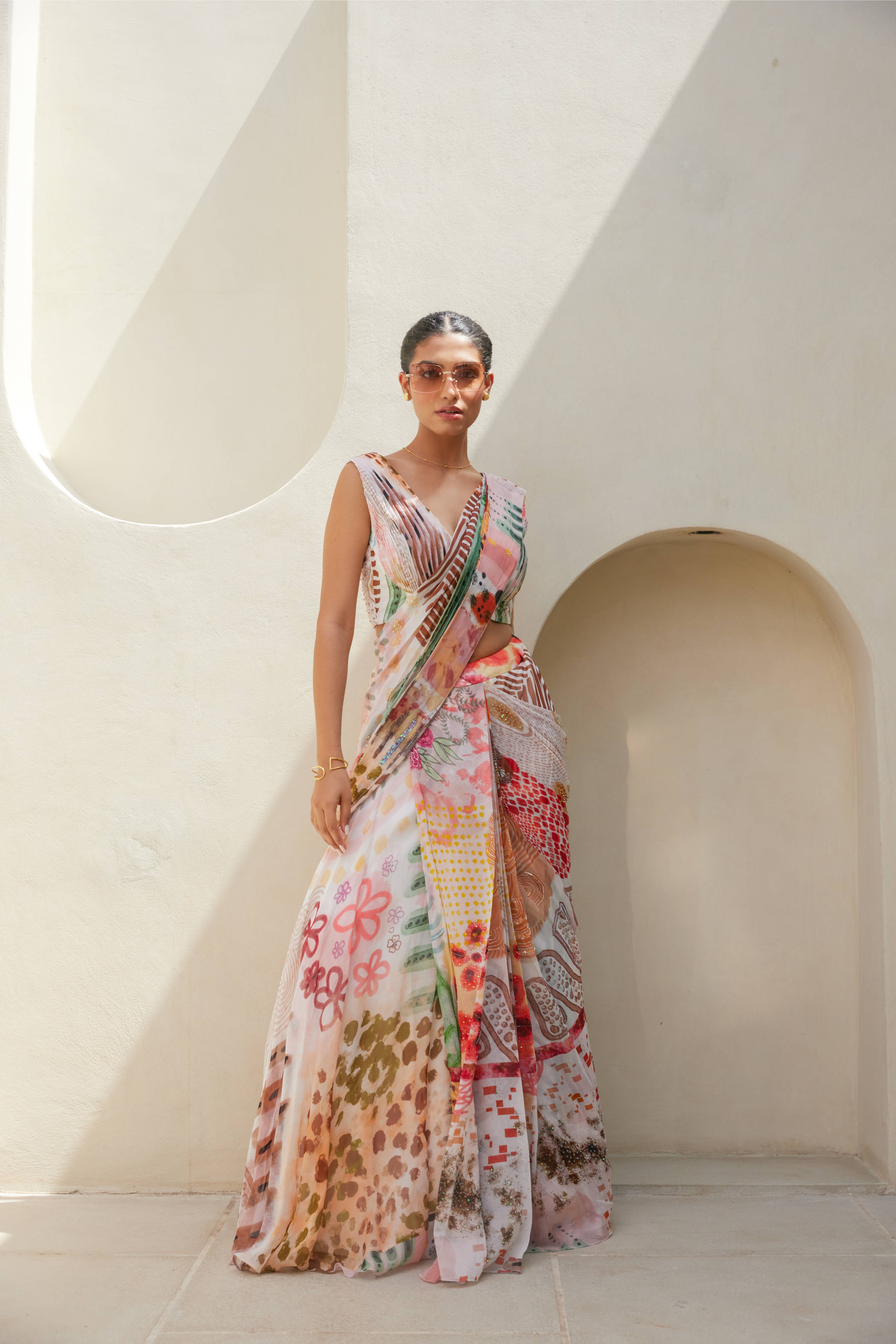Rainbow Ranch Drape Saree
