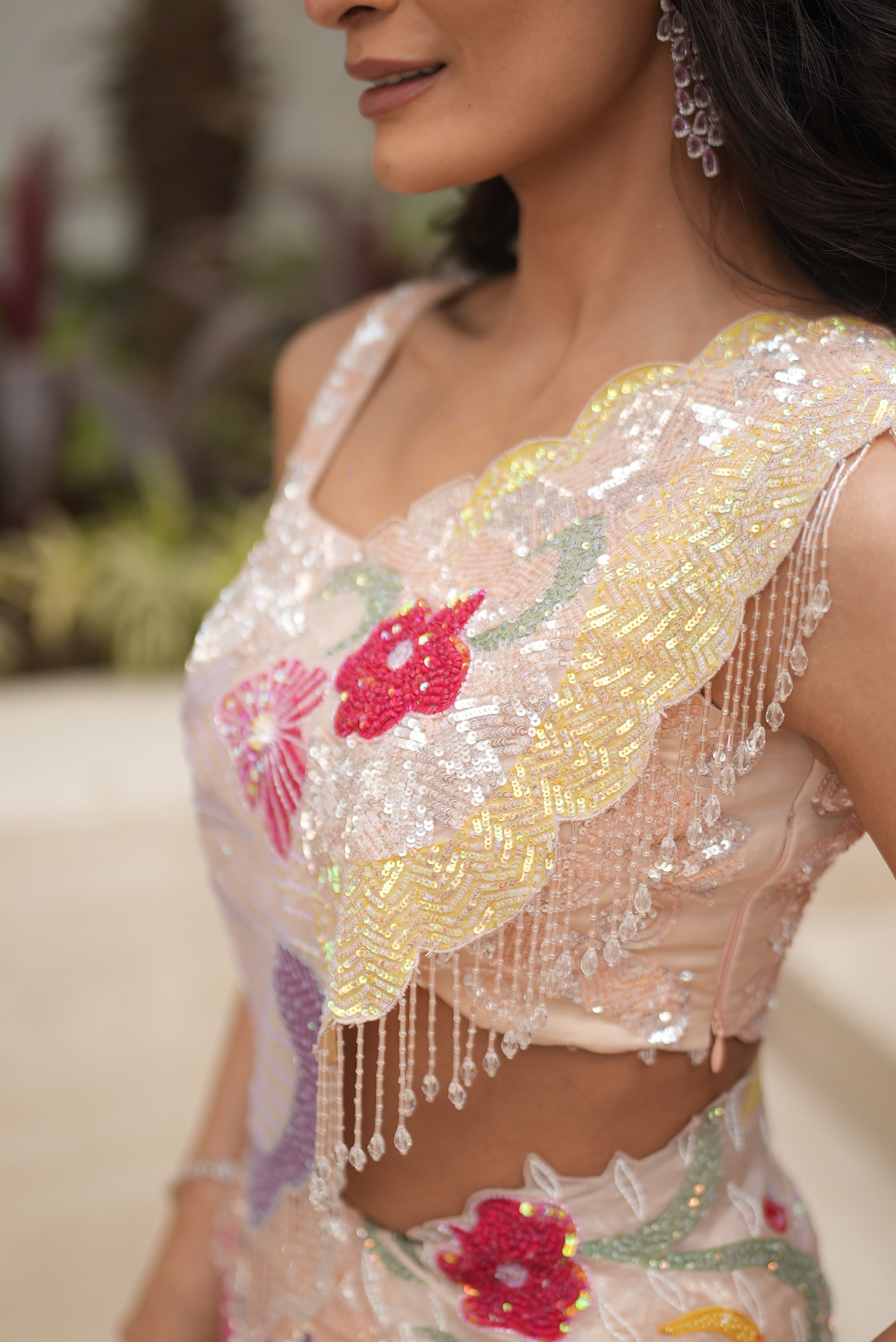 Celestia Ethereal Vibrant Hand-Painted Artistic Lehenga Set