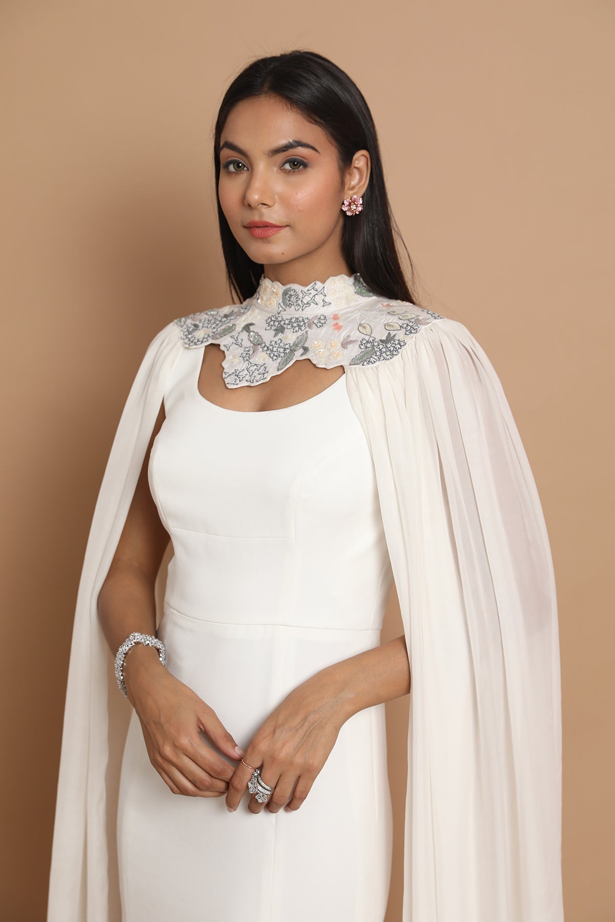 The Ivory Caped Gown