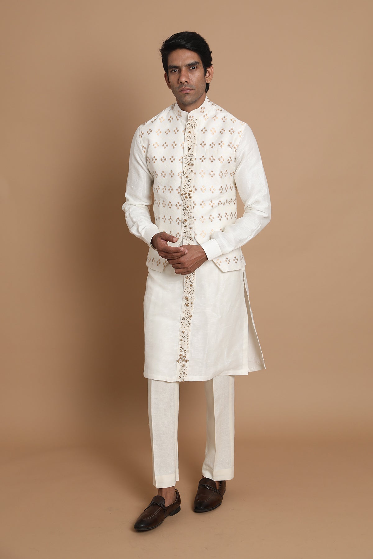 Banarasi Weave Silk Drape Kurta