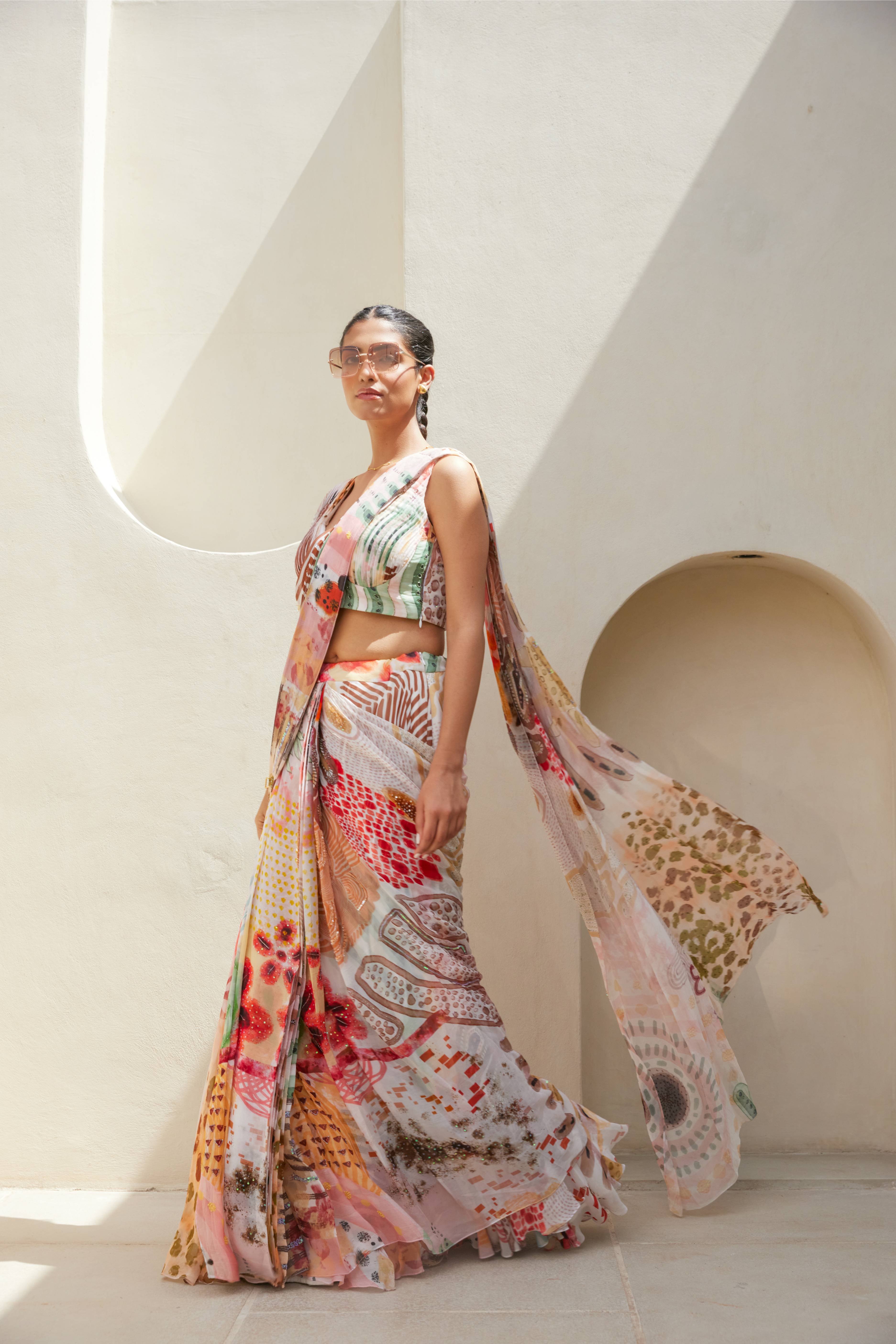 Rainbow Ranch Drape Saree