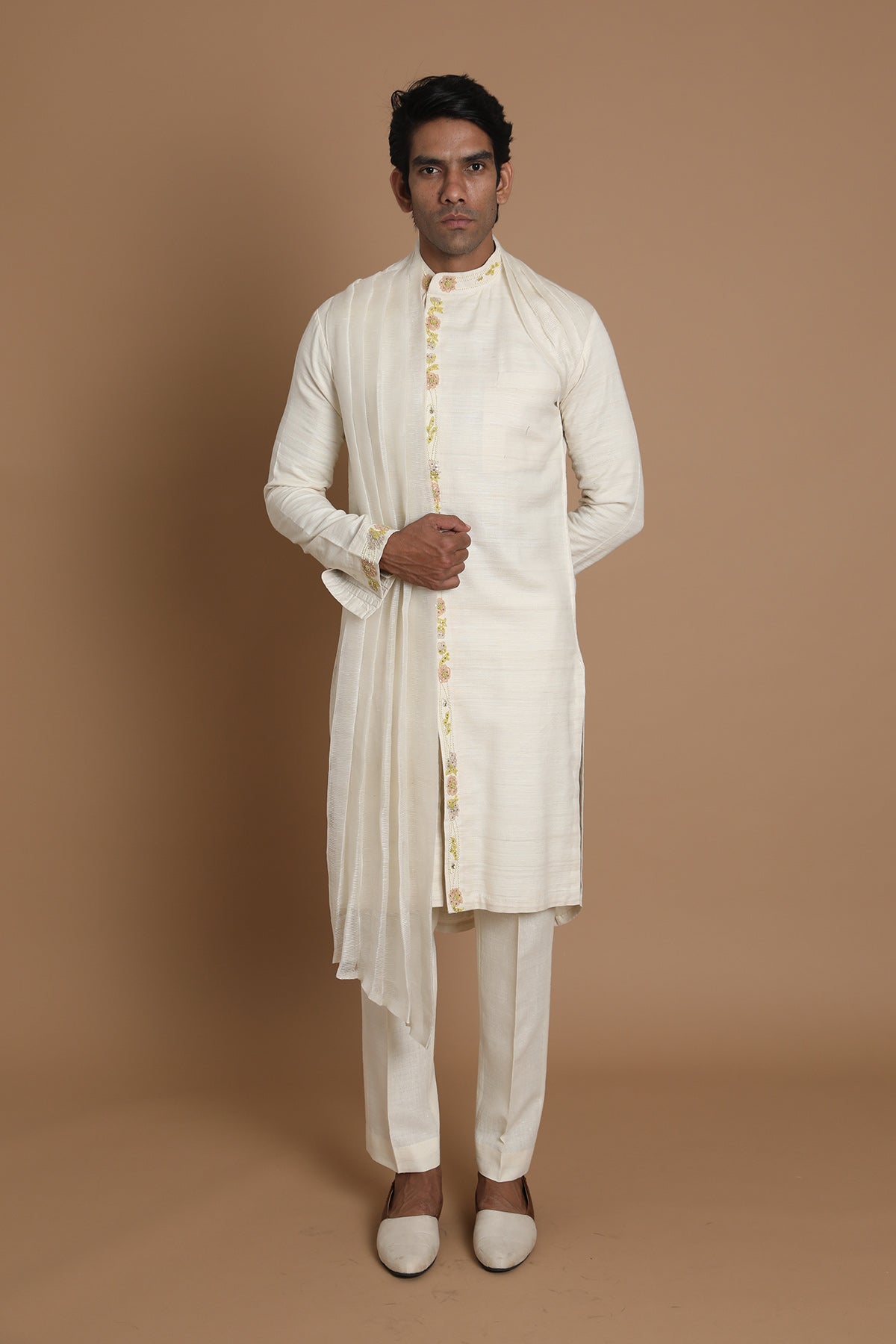 Silk Linen Drape Kurta
