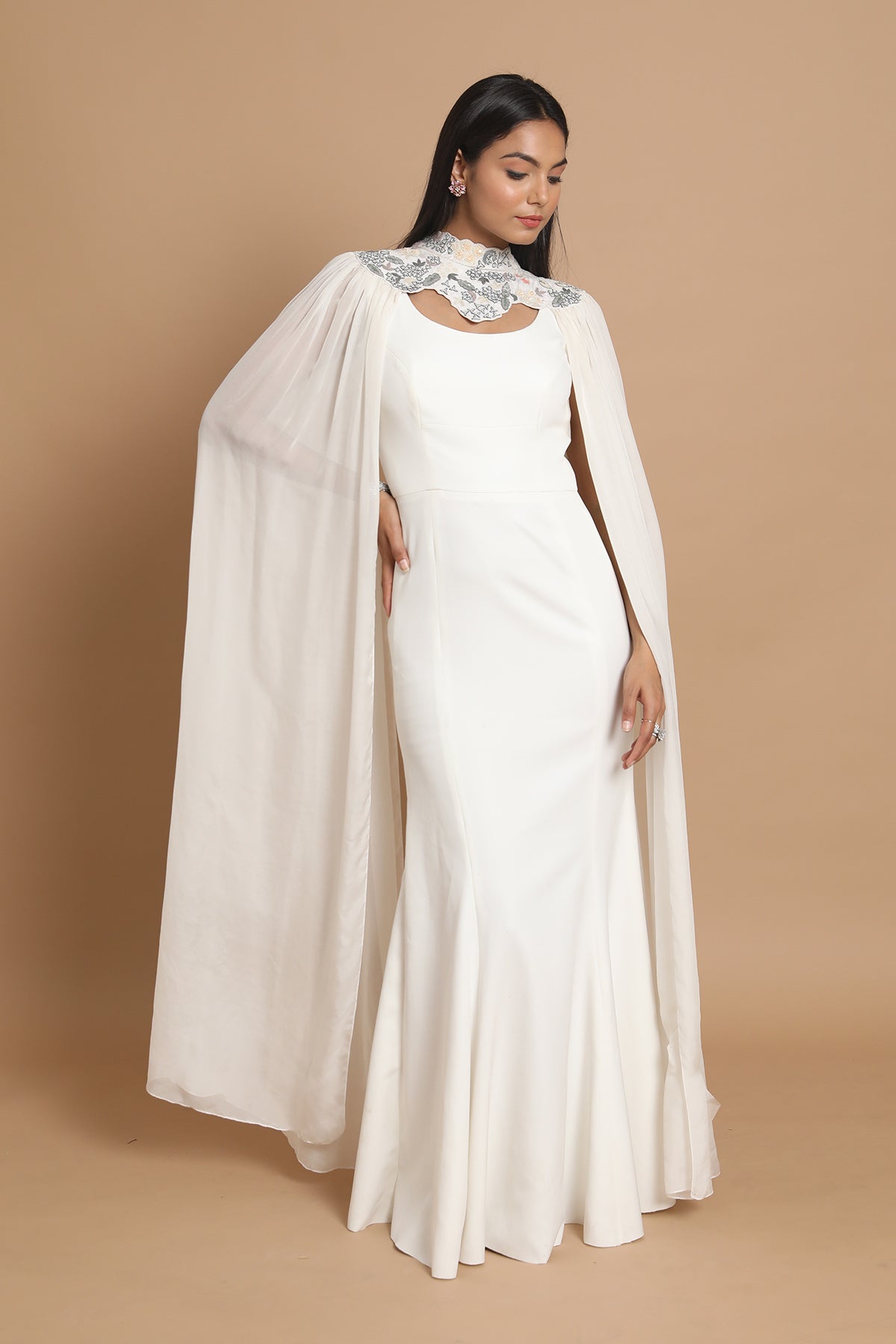 The Ivory Caped Gown