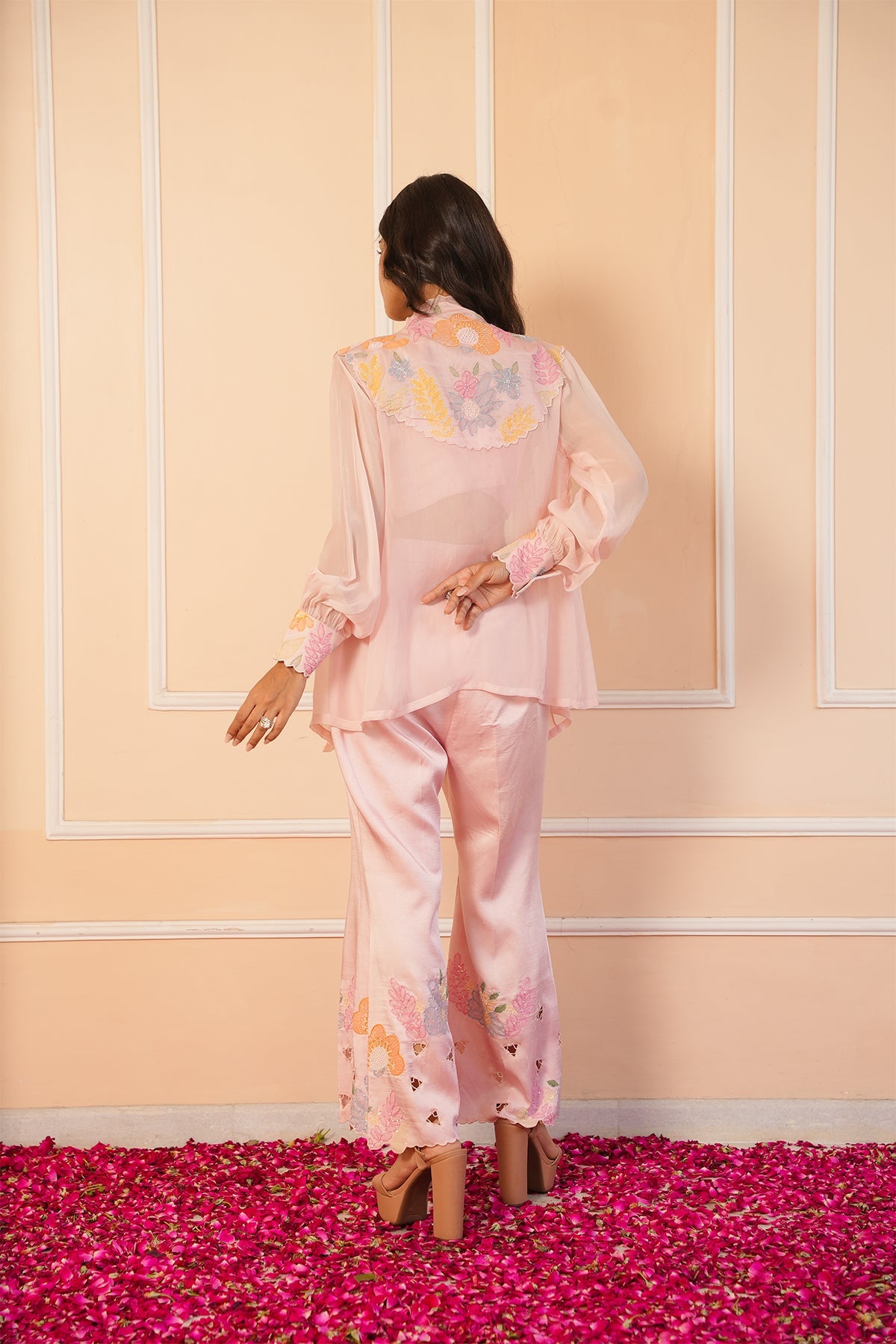 Soft Pink Embroidered Co-Ord Set