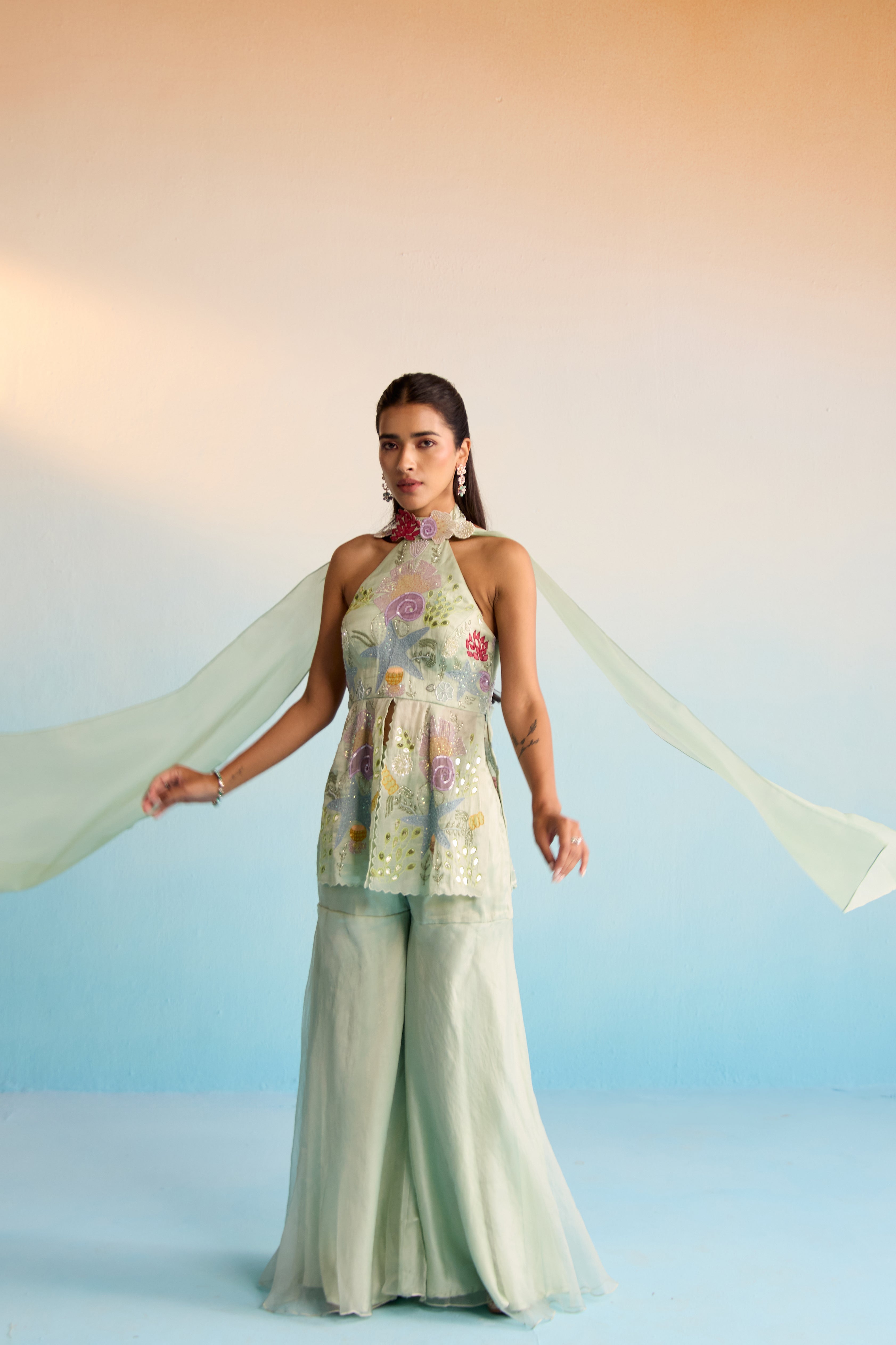 Ocean Breeze Sharara Set